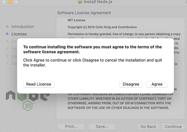 terms of agreement of nodejs