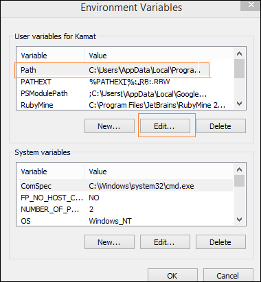 environment variables