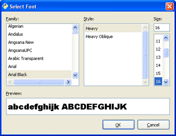 select font