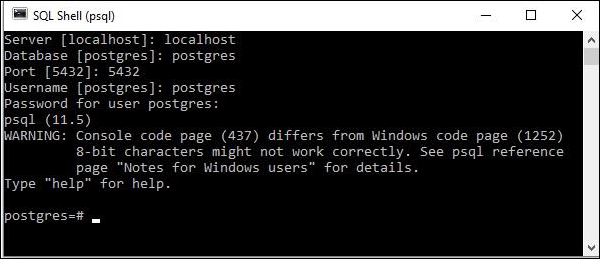 postgresql shell prompt