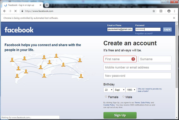 facebook login