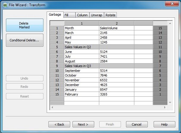 3 dt garbage rows