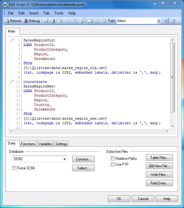 concatenate load script