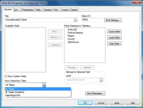 concatenate select table