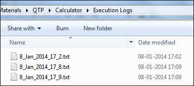 qtp designing framework execution log