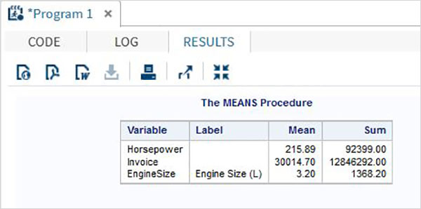 Mean select variables