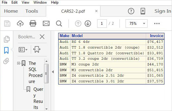 ods pdf output