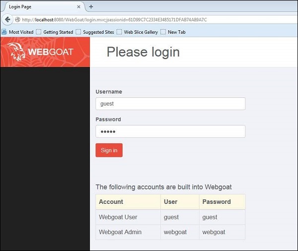 webgoat login