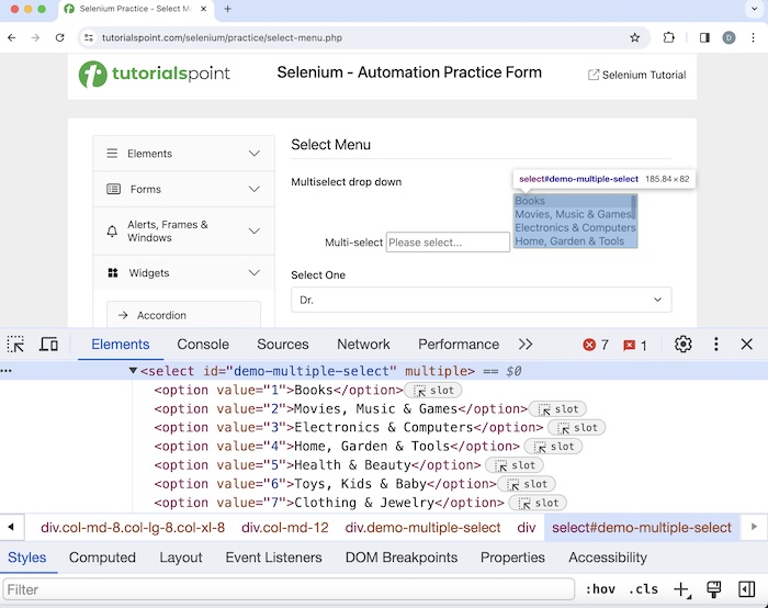 selenium dropdown box 4