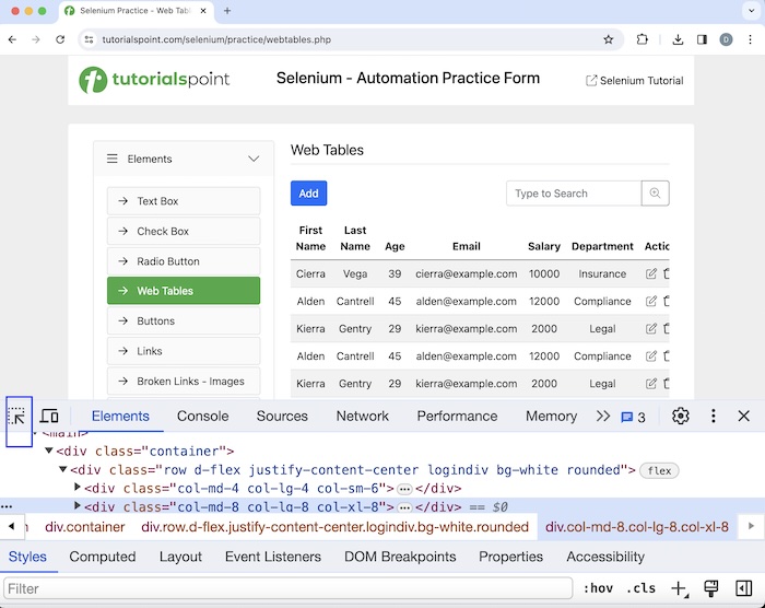 selenium dynamic web 1