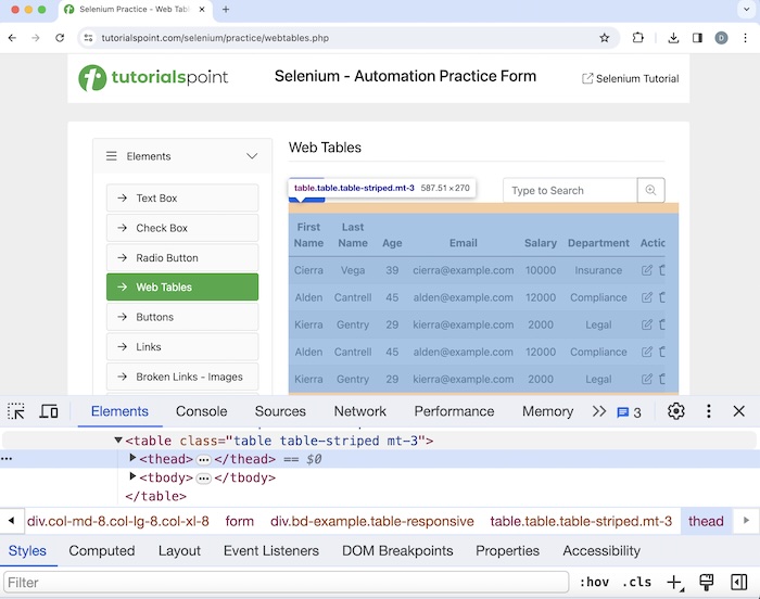 selenium dynamic web 2