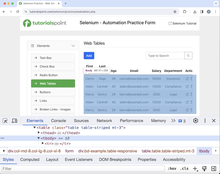 selenium dynamic web 4