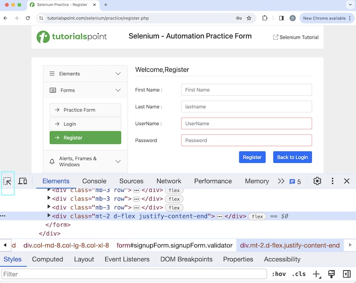 selenium handling forms 1