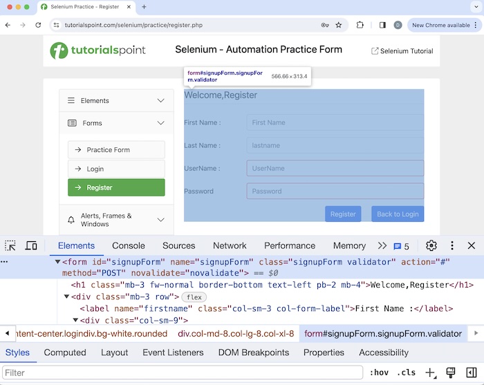 selenium handling forms 2