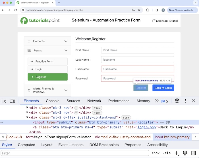 selenium handling forms 3