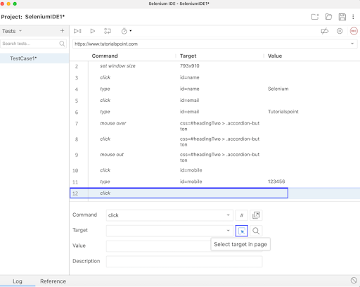 selenium ide creating script 12