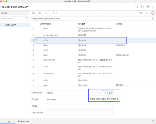 selenium ide creating script 9