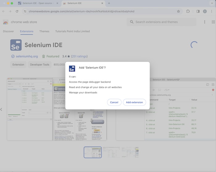 selenium ide installations 3