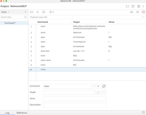 selenium ide store variables 12