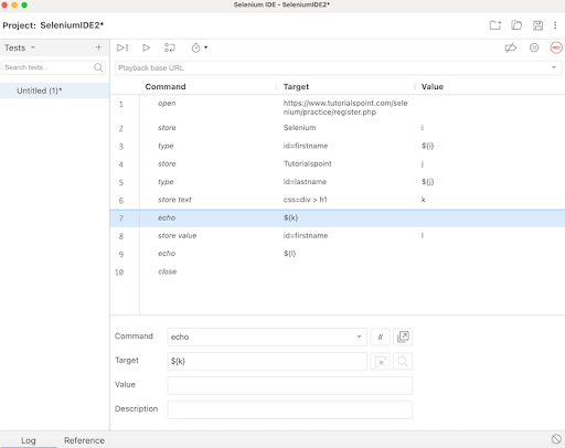 selenium ide store variables 8