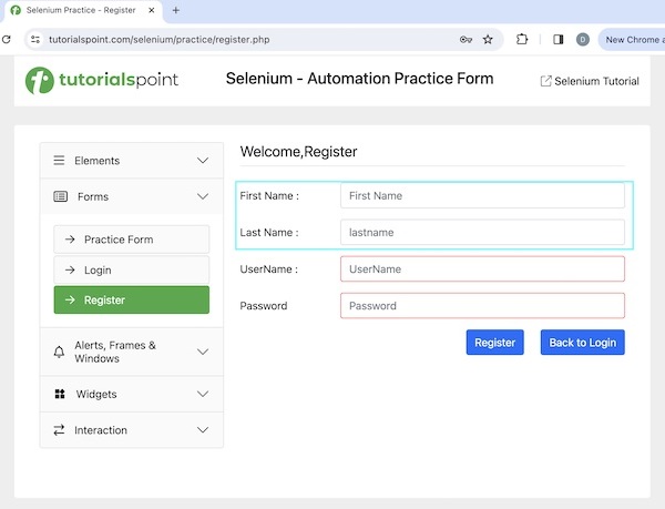 selenium keyboard events 2