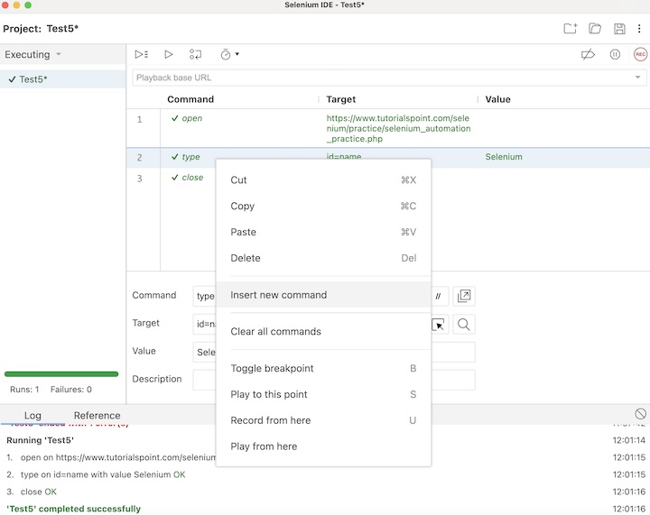 selenium script debugging 11