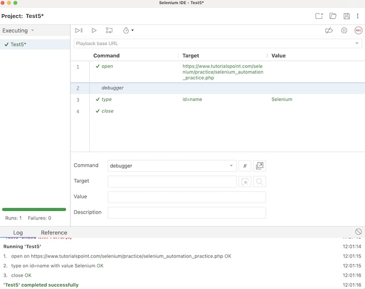 selenium script debugging 12