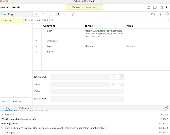 selenium script debugging 13