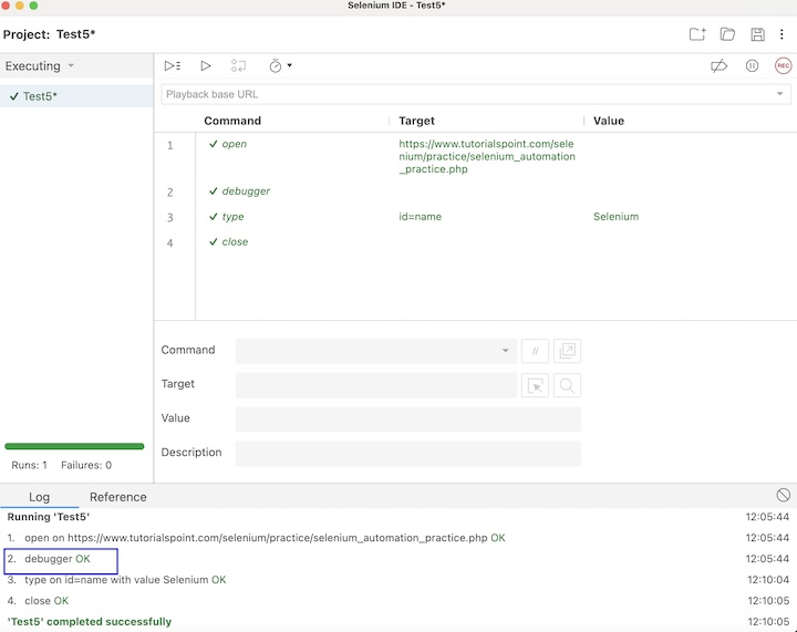 selenium script debugging 14