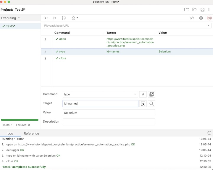 selenium script debugging 15