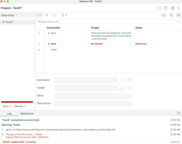 selenium script debugging 16