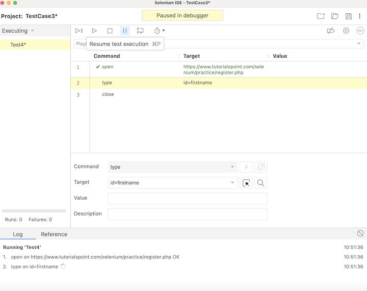 selenium script debugging 2