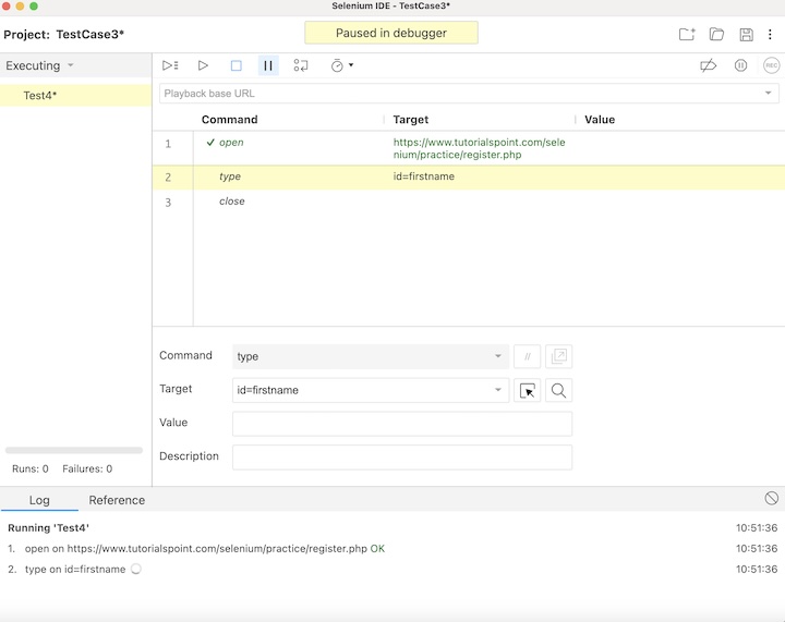 selenium script debugging 3