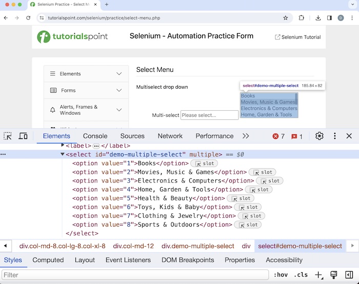 selenium select support 4