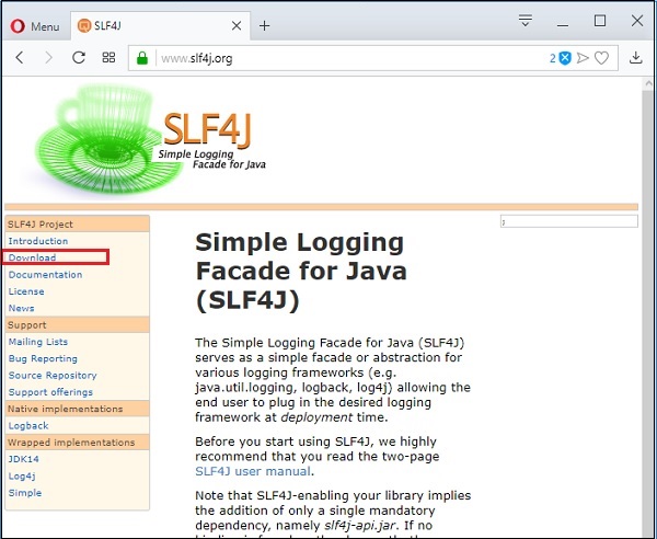 slf4j homepage