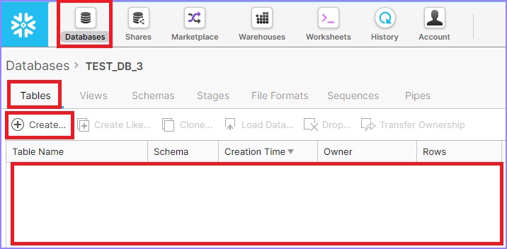 create table