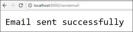 email sent successfully browser window