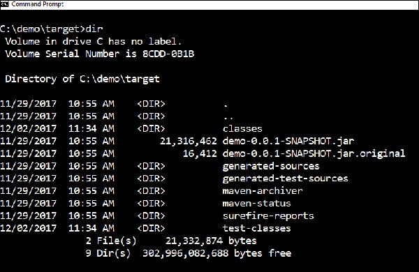 maven jar file target directory