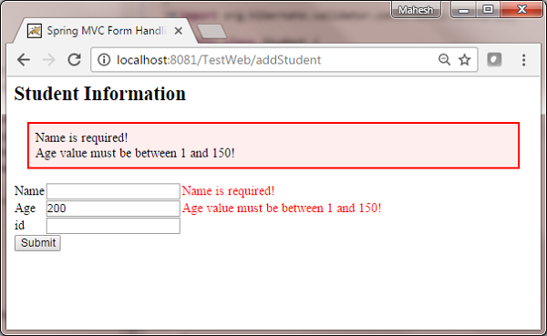 spring hibernate validation