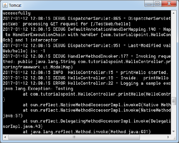 spring log4j result