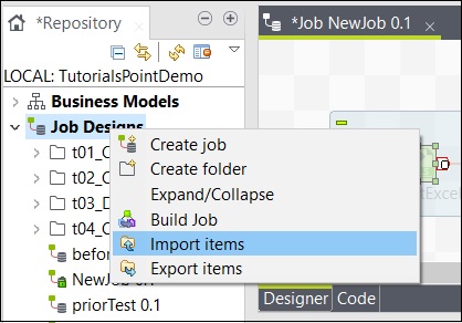 right click import items