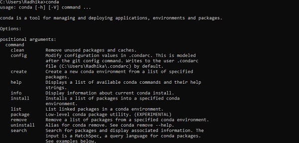 conda command execution