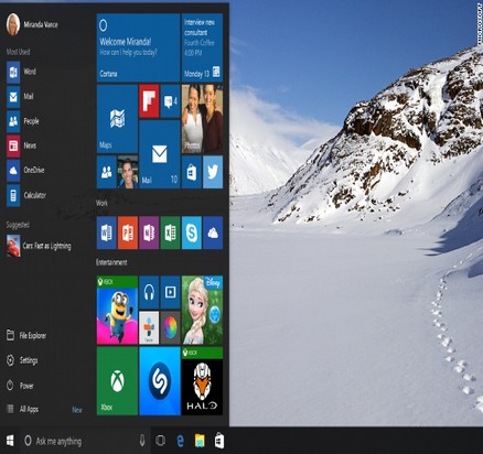 start menu features