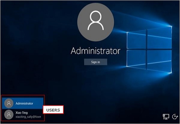 user accounts screen