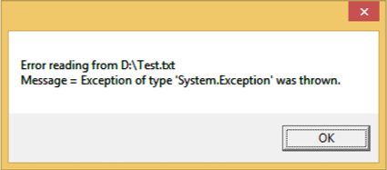 exception message